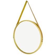 Espelho Adnet Ø43cm Moldura Cores Sortidas e Alça de Couro