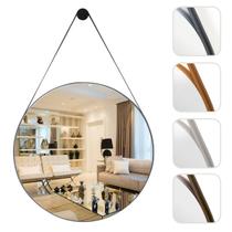 Espelho Adnet Para Lavabo Alça Em Couro 60cm + Suporte