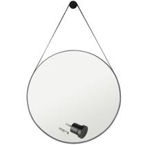 Espelho Adnet Para Lavabo Alça Em Couro 60cm + Suporte