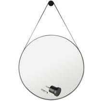 Espelho Adnet Para Lavabo Alça Em Couro 60cm + Suporte - Rei dos Vidros