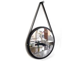 espelho adnet redondo decorativo banheiro para sala para quarto de parede retro com alça 48 cm preto