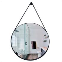 Espelho Alça Decorativo Adnet 40cm + Suporte + Bucha Preto