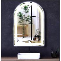 Espelho Arco Janelinha Iluminado Com Led frio - 80x100cm capela janela botão touch dimerizavel quarto sala banheiro