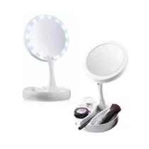 Espelho Articulável Maquiágem Luz Led Dupla Face Aumento 10X