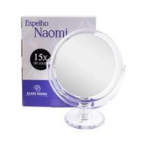 Espelho Aumento Zoom 15x Klass Vough Naomi BM-2918 Apoio Dupla Face Redondo Para Mesa