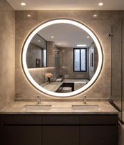 Espelho Banheiro Inteligente Touch Led 3 Cores Com Desembacador 80x80 cm Espelho Banheiro Inteligente Touch Led 3 Cores Com Desembacador 80x80 cm