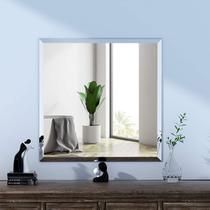 Espelho banheiro lapidado Bisotê 40x40cm + prateleira de vidro