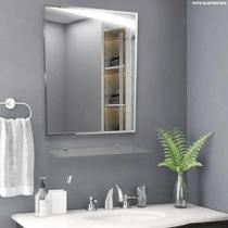 Espelho banheiro lapidado Bisotê 40x50cm + prateleira de vidro Espelho banheiro lapidado Bisotê 40x50cm + prateleira de vidro