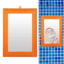 Espelho banheiro Moldura Laranja Espelhinho de Barbear Maquiagem Sobrancelha Box Espelho banheiro Moldura Laranja Espelhinho de Barbear Maquiagem Sobrancelha Box