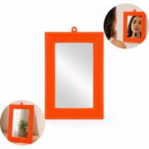 Espelho banheiro retangular decorativo moderno quarto sala com moldura portatil adulto infantil laranja Espelho banheiro retangular decorativo moderno quarto sala com moldura portatil adulto infantil laranja