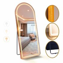Espelho Base Reta 170X70 LED Jateado Suporte de chão para Sala Quarto Moldura Aluminio Bronze Espelho Base Reta 170X70 LED Jateado Suporte de chão para Sala Quarto Moldura Aluminio Bronze