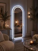 Espelho Base Reta Led Bivolt Janela Decorativos Polido Luxo Closet Semi Oval Corpo Inteiro Decorativo Quarto Salão Camarin Sala Cam Espelho Base Reta Led Bivolt Janela Decorativos Polido Luxo Closet Semi Oval Corpo Inteiro Decorativo Quarto Salão Camarin Sala Cam