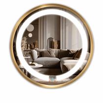 Espelho Basic 50cm Touch 2 LEDs Marrom Dourado Reduna Espelho Basic 50cm Touch 2 LEDs Marrom Dourado Reduna