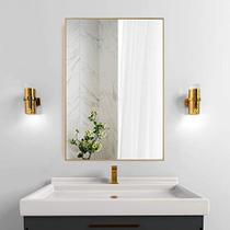 Espelho BEAUTYPEAK 20x28 Retangular Dourado, com Moldura de Metal, Horizontal/Vertical