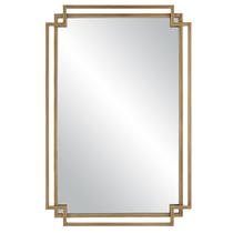 Espelho Benzara 56x86 cm com moldura retangular em ouro escovado Espelho Benzara 56x86 cm com moldura retangular em ouro escovado