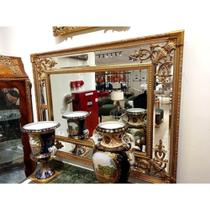 Espelho Bisotado Folha Ouro Florão Horizontal Vertical Luxo