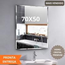 Espelho Bisotê 70x50cm Retangular Vidro 4mm Kit Instalação Espelho para Banheiro