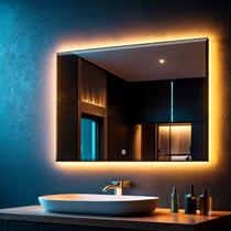 Espelho Bisotê Com Led 70x50 Cm Retangular Sala Closet Hall Espelho Bisotê Com Led 70x50 Cm Retangular Sala Closet Hall