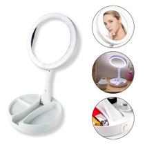 Espelho Camarim 2 Lados Zoom Redondo Led Porta Joias Branco Espelho Camarim 2 Lados Zoom Redondo Led Porta Joias Branco