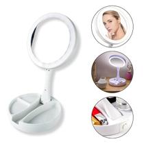 Espelho Camarim 2 Lados Zoom Redondo Led Porta Joias Branco Espelho Camarim 2 Lados Zoom Redondo Led Porta Joias Branco