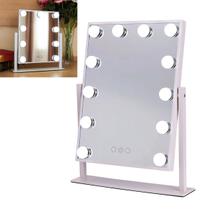 Espelho Camarim Grande 12 Lampadas LED 3 Tons Rotaçao 360 Graus Brilho Ajustavel Maquiagem Penteado Mesa Bancada Penteadeira Banheiro Multiuso