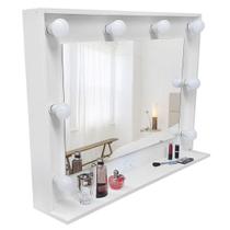 Espelho camarim, moldura MDF com prateleira branco 90x73x20 - Dom Móveis
