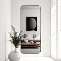 Espelho Chão Retrô Com Base Reta Moldura Em Aço 170 X 70 Cm