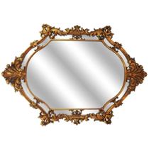 Espelho Classico Europeu Moldura Folha Ouro Envelhecido Luxo