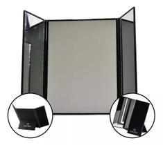 Espelho com 3 Faces Com Suporte para Mesa Black Fold Mirror Klass Vough