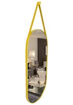 Espelho com Alça Oval Couro Moderno Lavabo + Pendurador - Diretoo