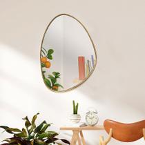 Espelho Com Lamina Madeira Decorativo Organico Borda Moldura Luxo