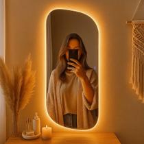 Espelho com LED 110x50 cm Touch Espelho Orgânico Grande de Parede Lopazzi para Quarto, Sala, Banheiro Espelho com LED 110x50 cm Touch Espelho Orgânico Grande de Parede Lopazzi para Quarto, Sala, Banheiro