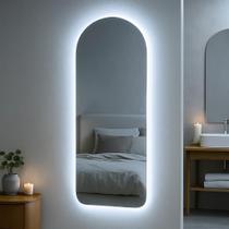 Espelho Com led 150x40 Retangular Arqueado Grande Corpo Inteiro Decoração com LED touch Luz fria e Luz quente Espelho Com led 150x40 Retangular Arqueado Grande Corpo Inteiro Decoração com LED touch Luz fria e Luz quente