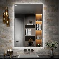 Espelho Com Led 60x40 Cm Retangular Luz Indireta Com Touch