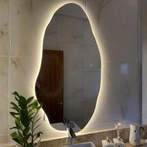 Espelho com LED 90x40cm Orgânico Decorativo Parede Banheiro Quarto Sala Moderno Lopazzi