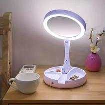 Espelho Com Led Aumento Zoom 10x USB P/ Design Maquiagem