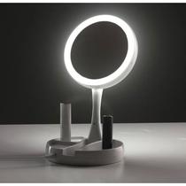 Espelho com Led De Mesa Com Aumento 10x Led luz Dobravel Para Maquiagem