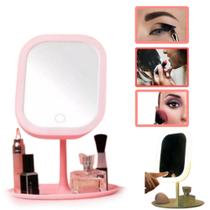 Espelho com Led de Mesa Para Maquiagem com Touch Borda Com Luz e Suporte Para Maquiagem