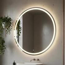 Espelho com Led e touch Grande Redondo 50x50 Jateado de Parede para Banheiro e Sala