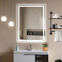 Espelho Com Led Grande Retangular 70x110 Cm Jateado Lapidado