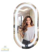 Espelho com LED Oval 75X50cm Touch Screen Luz Quente Ajustável Decorativo Sofisticado