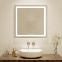 Espelho Com Led Quadrado Jateado Luxo 90x90 Cm Bivolt Touch Espelho Com Led Quadrado Jateado Luxo 90x90 Cm Bivolt Touch