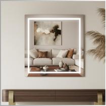 Espelho Com Led Quadrado Touch Jateado 40x40 Moderno Luxo Espelho Com Led Quadrado Touch Jateado 40x40 Moderno Luxo