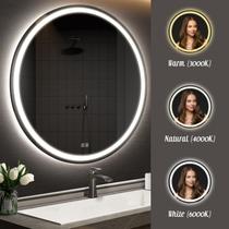Espelho Com Led Redondo Touch 80x80 Cm Jateado Sala Banheiro