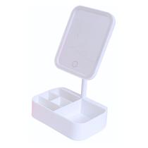 Espelho com LED Retangular Portátil Porta Maquiagem