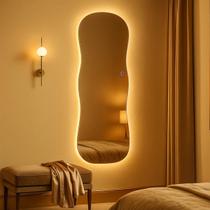 Espelho com LED Touch Bivolt 3 Cores Quente Neutra Fria Grande 150x40cm Corpo Inteiro para Quarto Sala Vidro 3mm Sem Moldura LOPAZZI