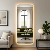 Espelho com LED Touch Bivolt 3 Cores Quente Neutra Fria Grande 150x40cm Corpo Inteiro para Quarto Sala Vidro 3mm Sem Moldura LOPAZZI