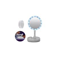 Espelho com luz LED para maquiagem dobrável, ampliação de 10X Espelho com luz LED para maquiagem dobrável, ampliação de 10X