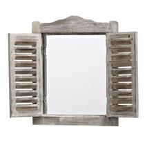Espelho com moldura de madeira formato janela