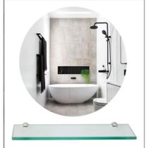 Espelho Com Prateleira 40x40 Redondo Para Casa, Quarto Sala Cozinha Variados Espelho Com Prateleira 40x40 Redondo Para Casa, Quarto Sala Cozinha Variados